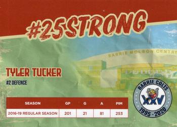 2019-20 Barrie Colts (OHL) 25th Anniversary #NNO Tyler Tucker Back