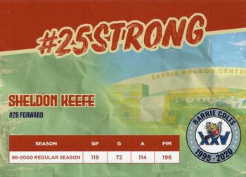 2019-20 Barrie Colts (OHL) 25th Anniversary #NNO Sheldon Keefe Back