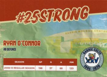 2019-20 Barrie Colts (OHL) 25th Anniversary #NNO Ryan O'Connor Back
