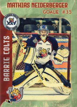 2019-20 Barrie Colts (OHL) 25th Anniversary #NNO Mathias Niederberger Front