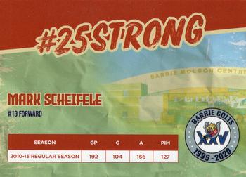 2019-20 Barrie Colts (OHL) 25th Anniversary #NNO Mark Scheifele Back