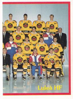 1992-93 Semic Elitserien (Swedish) Stickers #14 Lulea HF Team Photo Front