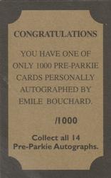 2001-02 Pre-Parkie - Autographs #NNO Butch Bouchard Back