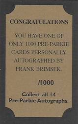 2001-02 Pre-Parkie - Autographs #NNO Frank Brimsek Back