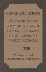 2001-02 Pre-Parkie - Autographs #NNO Maurice Richard Back