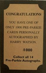 2001-02 Pre-Parkie - Autographs #NNO Harry Watson Back