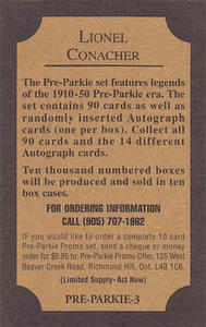 2001-02 Pre-Parkie - Promos #3 Lionel Conacher Back