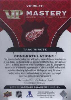 2019-20 Upper Deck Ultimate Collection - Quest Challenge Achievement VIP Mastery Shield Autographs #VIPRS-TH Taro Hirose Back