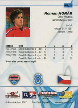 2007-08 Czech OFS - Czech Republic U-18 #U18/20 Roman Horak Back
