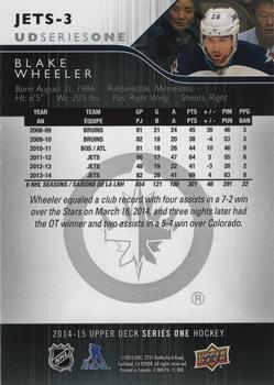 2014-15 Upper Deck Winnipeg Jets SGA #JETS-3 Blake Wheeler Back
