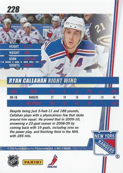 2010-11 Donruss #228 Ryan Callahan  Back