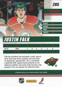 2010-11 Donruss #285 Justin Falk  Back