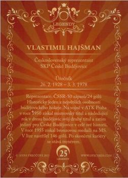 2013-14 OFS Plus (ELH) - Legends #25 Vlastimil Hajsman Back