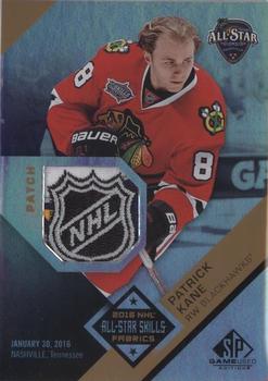 2016-17 SP Game Used - 2016 All-Star Skills Fabrics Patch Gold Achievements #AS-PK Patrick Kane Front