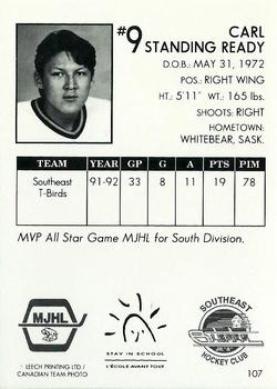 1992-93 Manitoba Junior Hockey League (MJHL) #107 Carl Standing-Ready Back