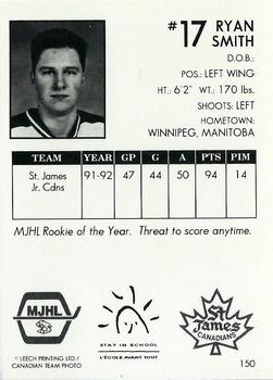 1992-93 Manitoba Junior Hockey League (MJHL) #150 Ryan Smith Back