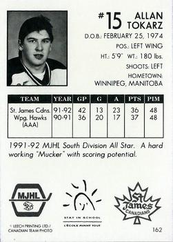 1992-93 Manitoba Junior Hockey League (MJHL) #162 Allan Tokarz Back