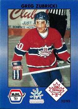 1992-93 Manitoba Junior Hockey League (MJHL) #164 Gregg Zubricki Front
