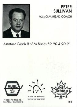 1992-93 Manitoba Junior Hockey League (MJHL) #168 Peter Sullivan Back