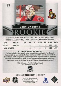 2019-20 Upper Deck The Cup #69 Joey Daccord Back
