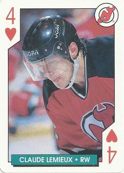 1995-96 Bicycle NHL Hockey Aces #4♥ Claude Lemieux Front