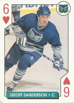 1995-96 Bicycle NHL Hockey Aces #6♥ Geoff Sanderson Front