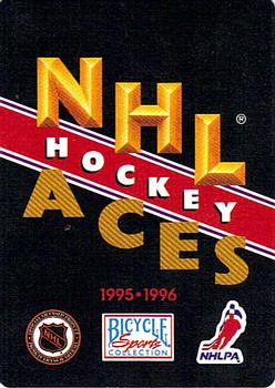 1995-96 Bicycle NHL Hockey Aces #8♥ Pierre Turgeon Back