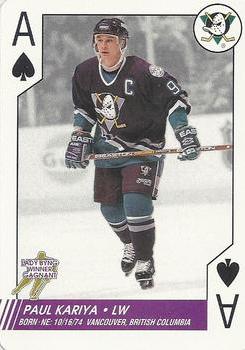 1997-98 Bicycle NHL Hockey Aces #A♠ Paul Kariya Front