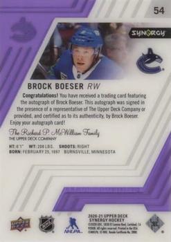 2020-21 Upper Deck Synergy - Purple #54 Brock Boeser Back