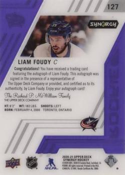 2020-21 Upper Deck Synergy - Purple #127 Liam Foudy Back