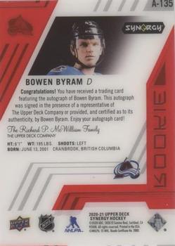 2020-21 Upper Deck Synergy - Rookie Autographs Portrait Red #A-135 Bowen Byram Back