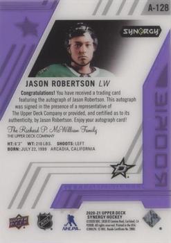 2020-21 Upper Deck Synergy - Rookie Autographs Portrait Purple #A-128 Jason Robertson Back