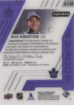 2020-21 Upper Deck Synergy - Rookie Autographs Portrait Purple #A-133 Nick Robertson Back