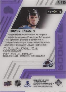 2020-21 Upper Deck Synergy - Rookie Autographs Portrait Purple #A-135 Bowen Byram Back