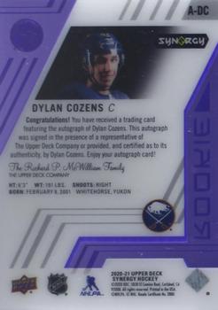 2020-21 Upper Deck Synergy - Rookie Autographs Portrait Purple #A-DC Dylan Cozens Back