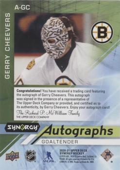 2020-21 Upper Deck Synergy - Autographs #A-GC Gerry Cheevers Back