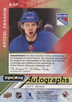 2020-21 Upper Deck Synergy - Autographs Red #A-AP Artemi Panarin Back
