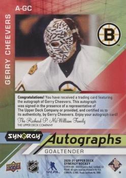 2020-21 Upper Deck Synergy - Autographs Red #A-GC Gerry Cheevers Back