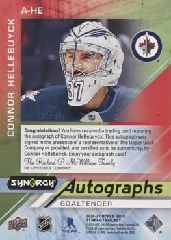 2020-21 Upper Deck Synergy - Autographs Red #A-HE Connor Hellebuyck Back
