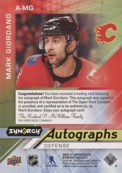 2020-21 Upper Deck Synergy - Autographs Red #A-MG Mark Giordano Back