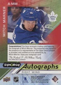 2020-21 Upper Deck Synergy - Autographs Red #A-MM Mitch Marner Back