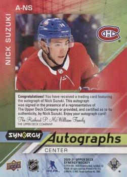 2020-21 Upper Deck Synergy - Autographs Red #A-NS Nick Suzuki Back