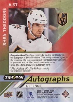 2020-21 Upper Deck Synergy - Autographs Red #A-ST Shea Theodore Back