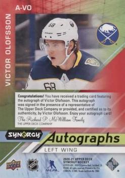 2020-21 Upper Deck Synergy - Autographs Red #A-VO Victor Olofsson Back
