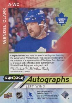 2020-21 Upper Deck Synergy - Autographs Red #A-WC Wendel Clark Back
