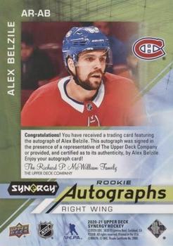 2020-21 Upper Deck Synergy - Autographs Rookies #AR-AB Alex Belzile Back