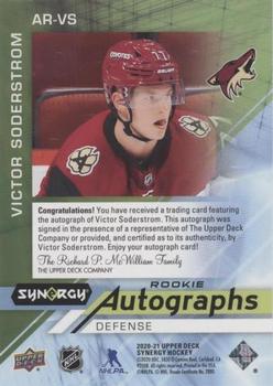2020-21 Upper Deck Synergy - Autographs Rookies #AR-VS Victor Soderstrom Back