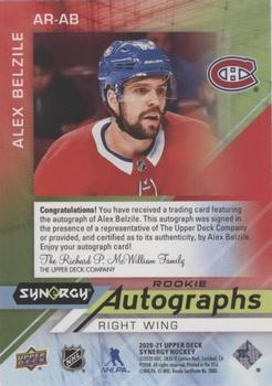 2020-21 Upper Deck Synergy - Autographs Rookies Red #AR-AB Alex Belzile Back