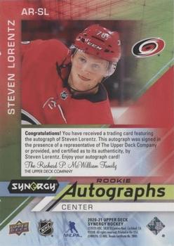 2020-21 Upper Deck Synergy - Autographs Rookies Red #AR-SL Steven Lorentz Back