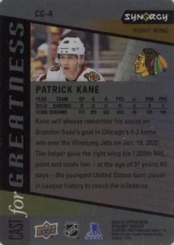 2020-21 Upper Deck Synergy - Cast for Greatness #CG-4 Patrick Kane Back
